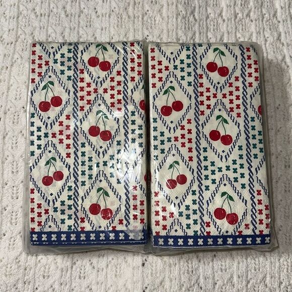 nicole miller 40 x 2pk Guest Paper Towel Napkins Cherry Print - Picture 2 of 8